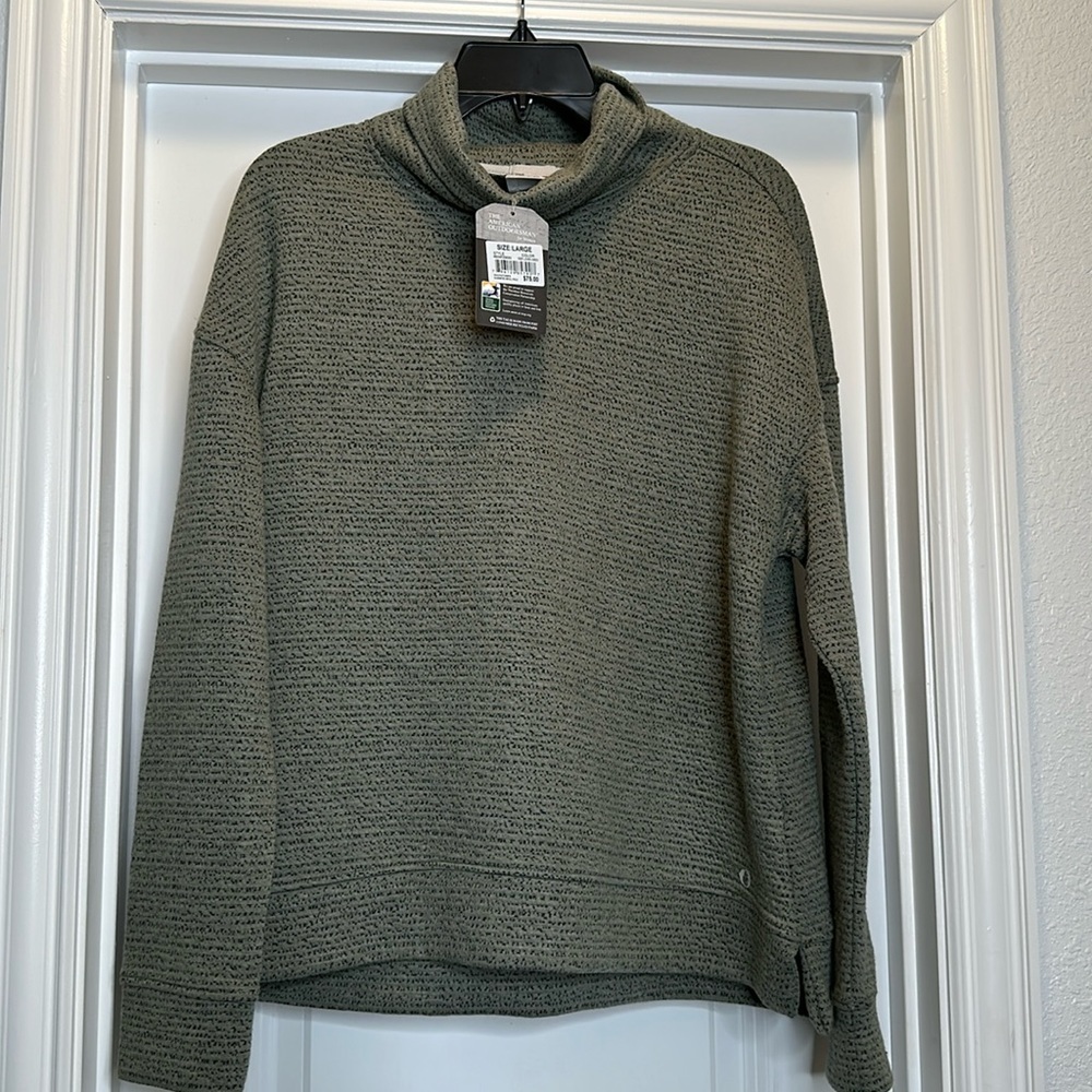 WOMEN'S MOCK NECK JACQUARD PULLOVER IN GREEN SZ Large